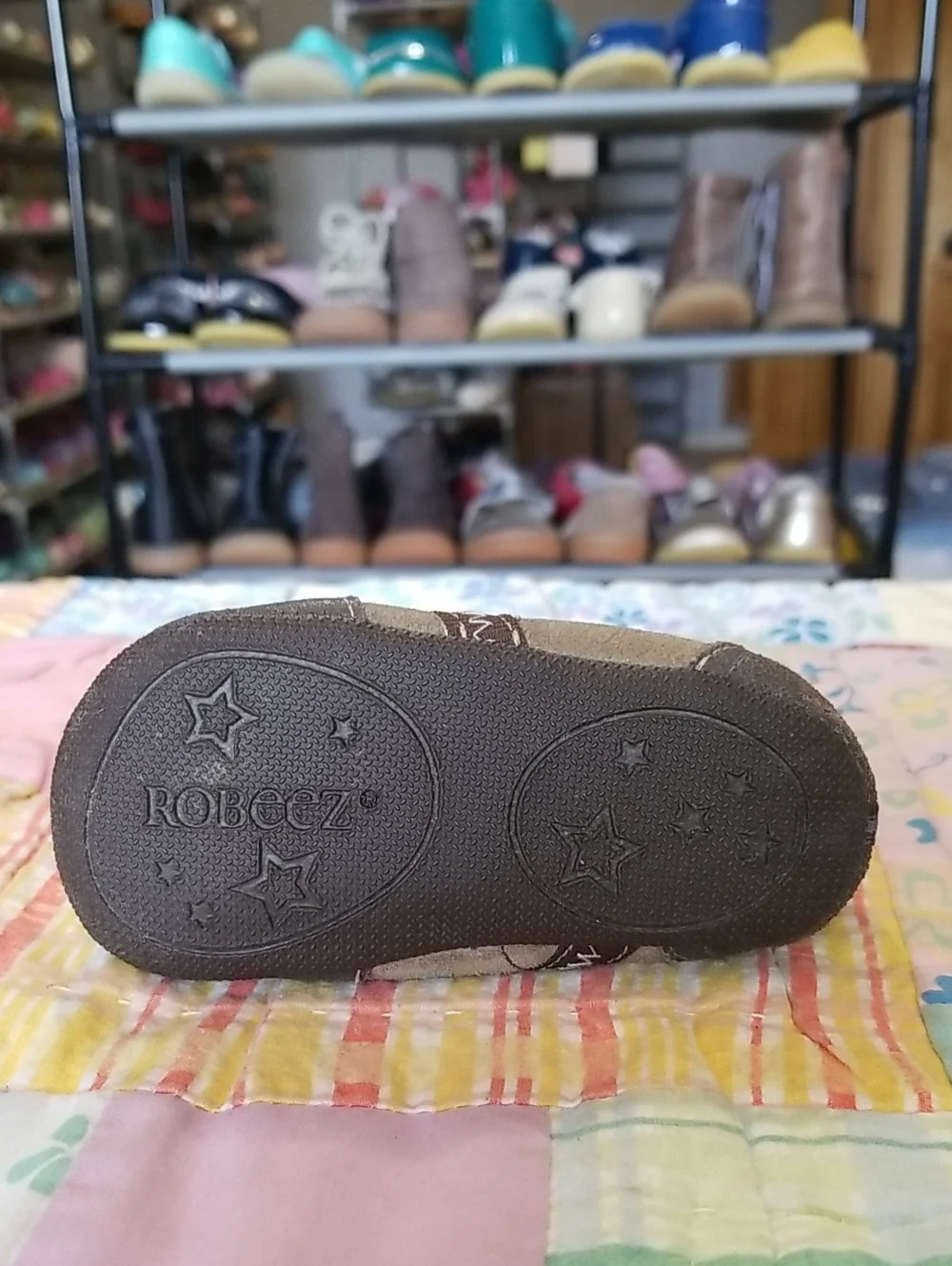 Robeez Brown Leather & Suede Baby Walker Shoes Size 3